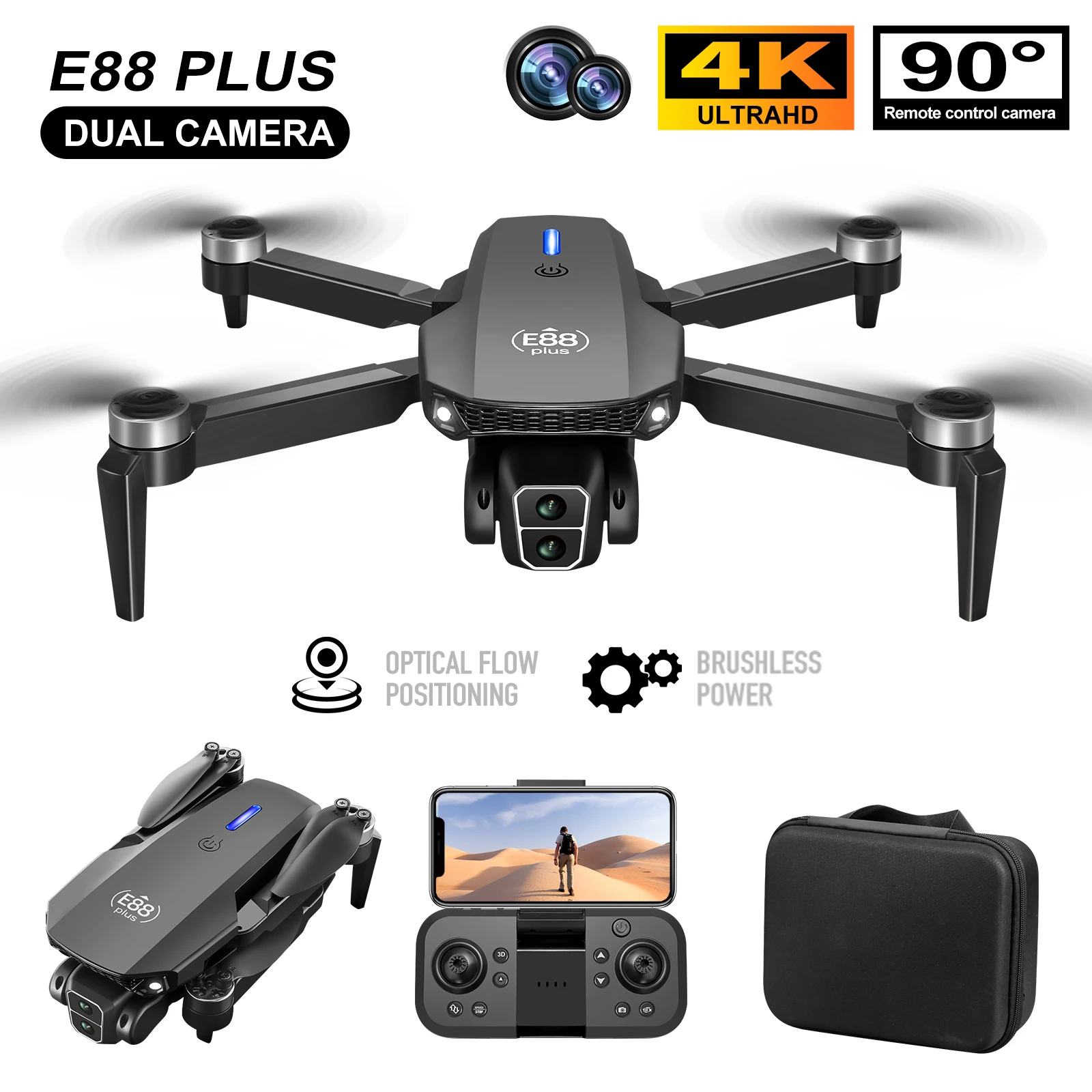 새로운 E88 Plus 쿼드콥터 드론: 90 °   전 - Diy Drone Electronics 리뷰 및 가격