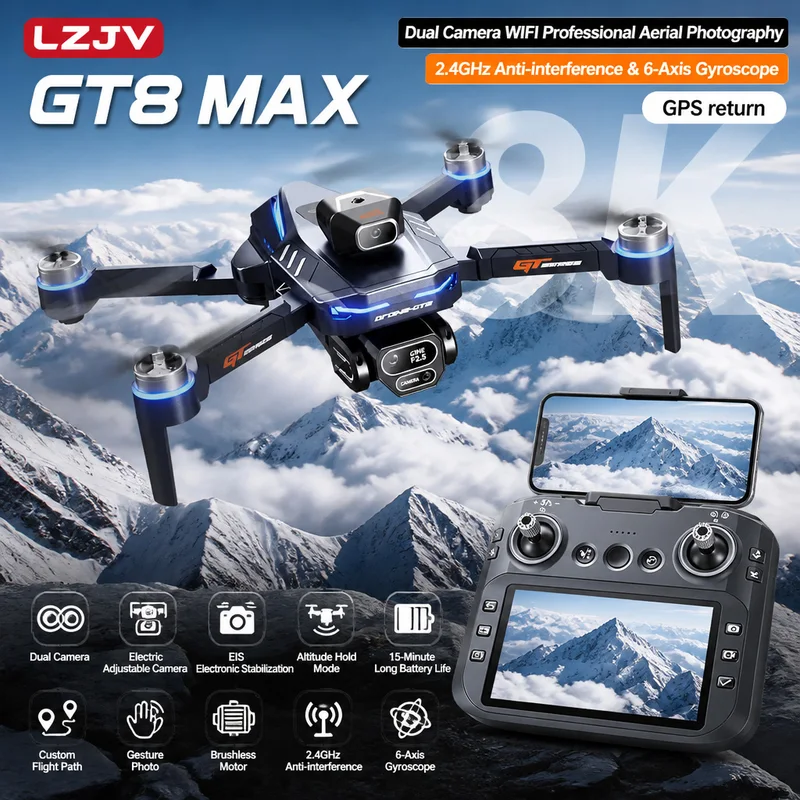 GT8 맥스 접이식 드론 8K HD 전문가용 항공 듀얼 - Diy Drone Electronics 리뷰 및 가격