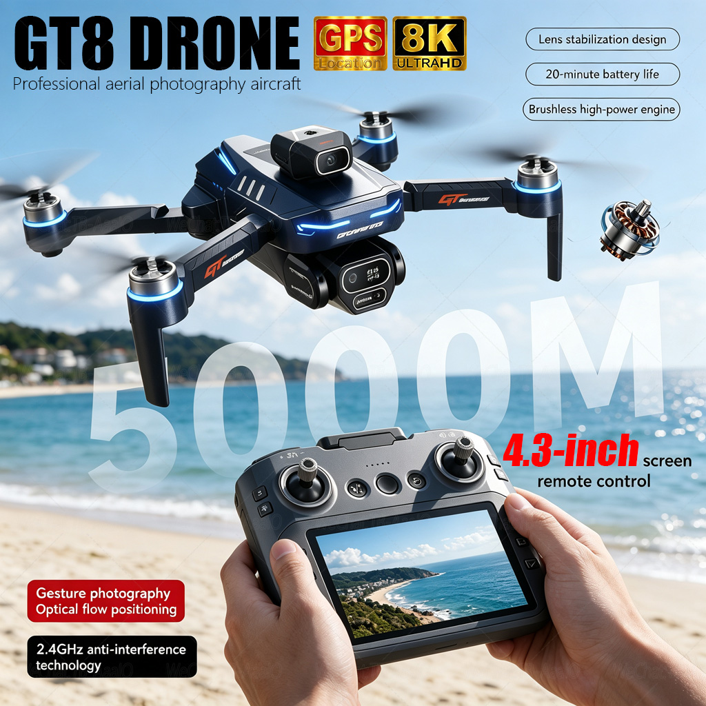 NEW GT8 HD RC 드론 4K 전문가용 듀얼 카메 - Diy Drone Electronics 리뷰 및 가격