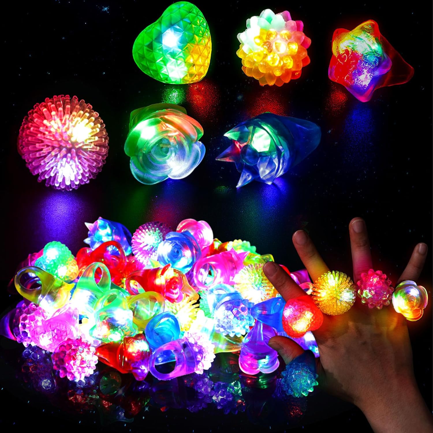 10개 LED 젤리 반지, 어둠 속에서 빛나는 반짝이  - Diy Halloween Electronics 리뷰 및 가격