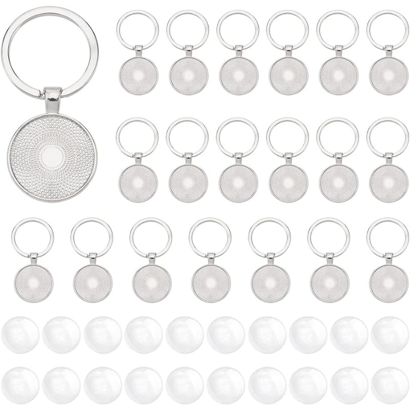 20Pcs 키 체인 카보 숑 설정 공백 베젤 트레이 키 - Diy Electronics Websites 리뷰 및 가격
